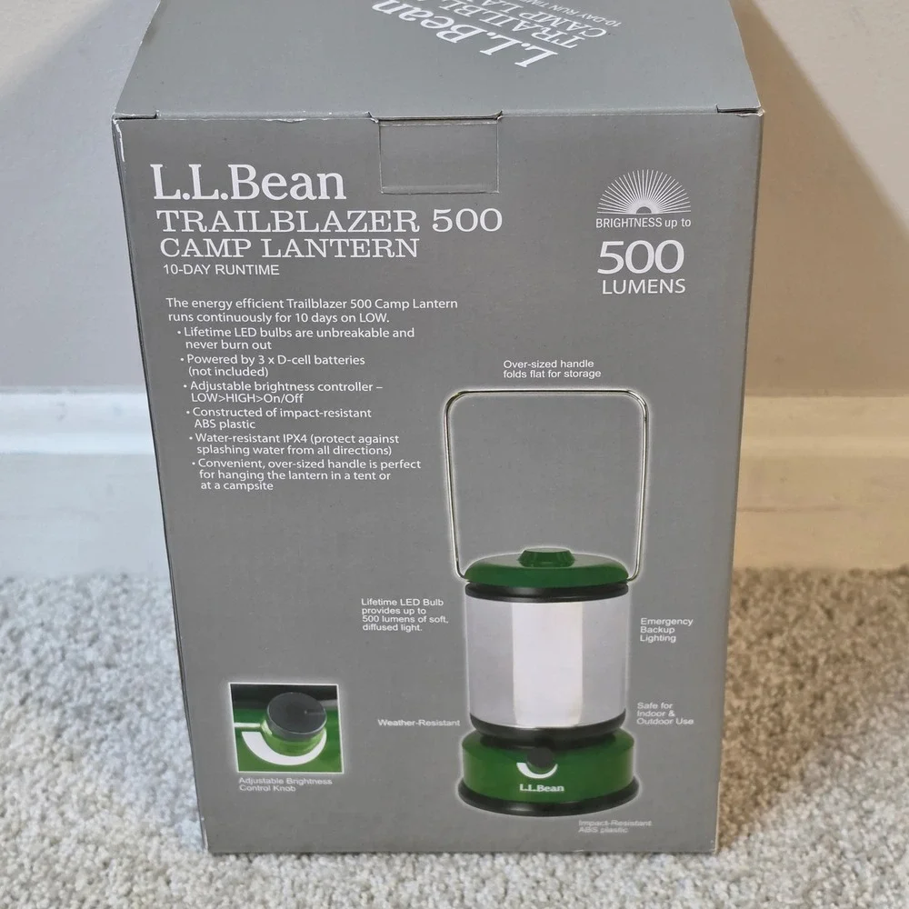 LL Bean Trailblazer 500 Camp Lantern LED Green 500 Lumens IPX4 Water Resistant